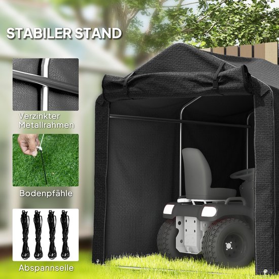 Outsunny Opbergtent voor tuin Metaal, PE 220L x 157B x 165H cm Zwart van Merkloos — afbeelding 4