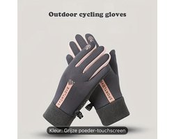 CarKen Dames Thermische Winter Fiets Handschoenen grijs/roze, one size, Winddicht voor Koude Weer, Touchscreen