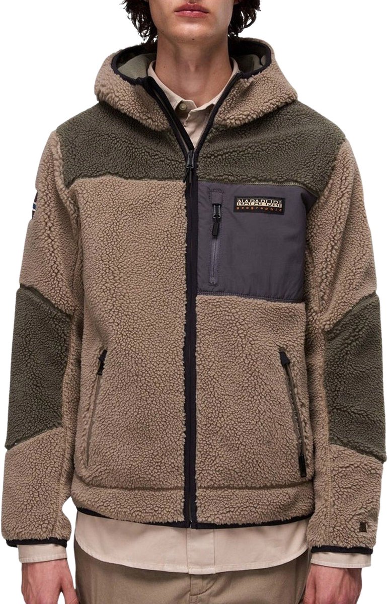 Napapijri Yupik Full-Zip Hooded Fleecejas Heren Bruin