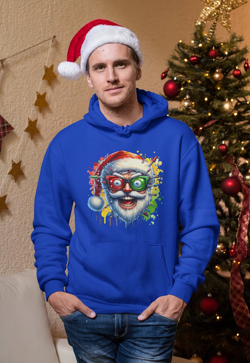 Electric Santa - Kersttrui - Kerst Trui Blauw - Grappig Kersttrui - Maat XXL - Limited Edition