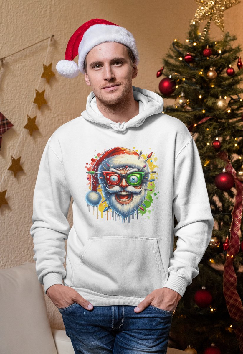 Electric Santa - Kersttrui - Kerst Trui Wit - Grappig Kersttrui - Maat XL - Limited Edition