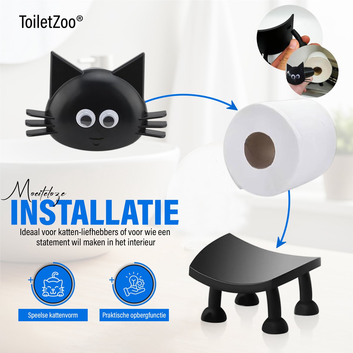 Zwarte toiletpapierhouder staand, OBODING, toiletpapierhouder staand voor het opbergen Zwarte toiletpapierhouder staand, OBODING, toiletpapierhouder staand voor het opbergen