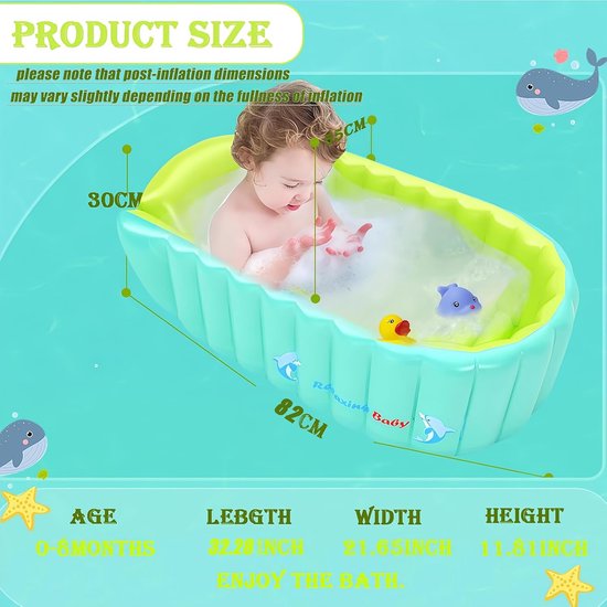 Inflatable Baby Bath - Baby Shower Bath - Non-Slip Shower Tray - Toddler Pool Chair - Mini Pool Chair - Foldable Travel Bath - Shower Tray with Soft Cushion - Central Chair voor 0-3 Jaar — afbeelding 5