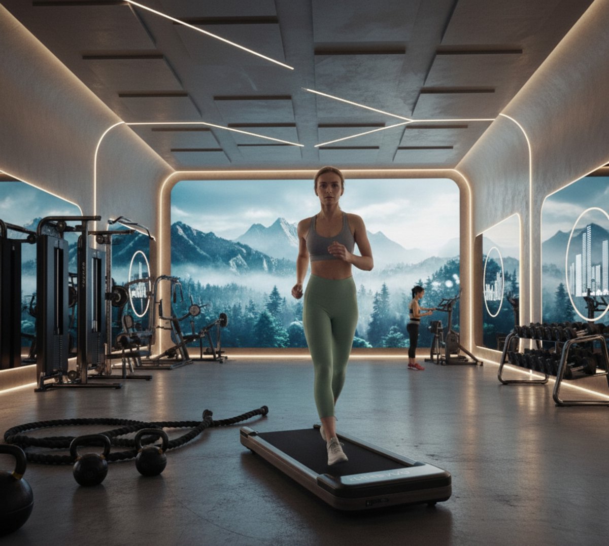 Treadmill / Loopband Houten Design – Compact & Stil voor Thuis en Kantoor – 2,5 PK Motor, Smart App Integratie, 38x102 cm Loopvlak – Altameubel
