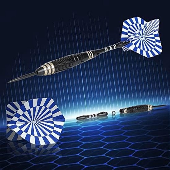 Stalen Darts – Professionele Steel Tip Darts – Dartpijlen – 24g Darts Set – Met Aluminium Shafts – Dart Flights – Rubber O-Rings – Flight Protectors – Dartslijper – Gereedschap – Complete Dartset – Voor Dartbord – Beginners en Gevorderden — afbeelding 4