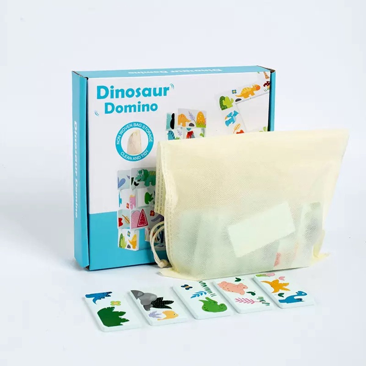 Bloemetje & Bear Montessori Dinosauruspuzzel, Domino’s & Bouwblokken – 3-in-1 Educatief Speelgoed – Puzzel, Domino en Stapelspel – Voor Kinderen