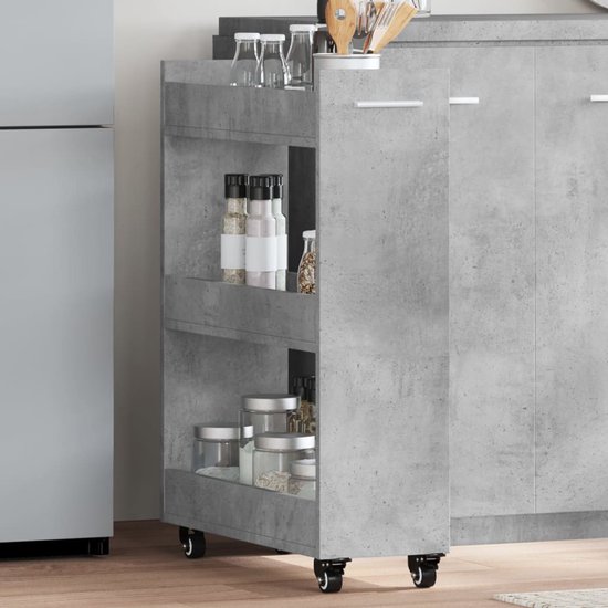 vidaXL Armoire - Armoires - Armoire latérale - Armoire latérale - Armoire à roulettes 60x22x79 bois traité gris béton