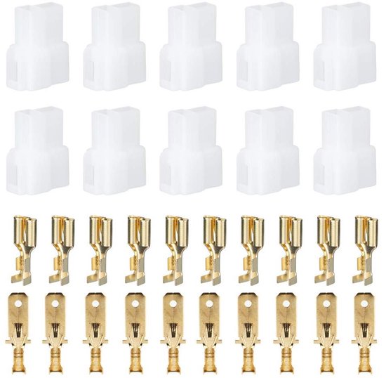 Platte steekhulzen, steekbreedte 6,35 x 0,8 mm, platte stekker, deels geïsoleerde kabelconnector van koper, vertind FDD (200, 1,5-2,5 mm² (breedte 6,35 mm blauw