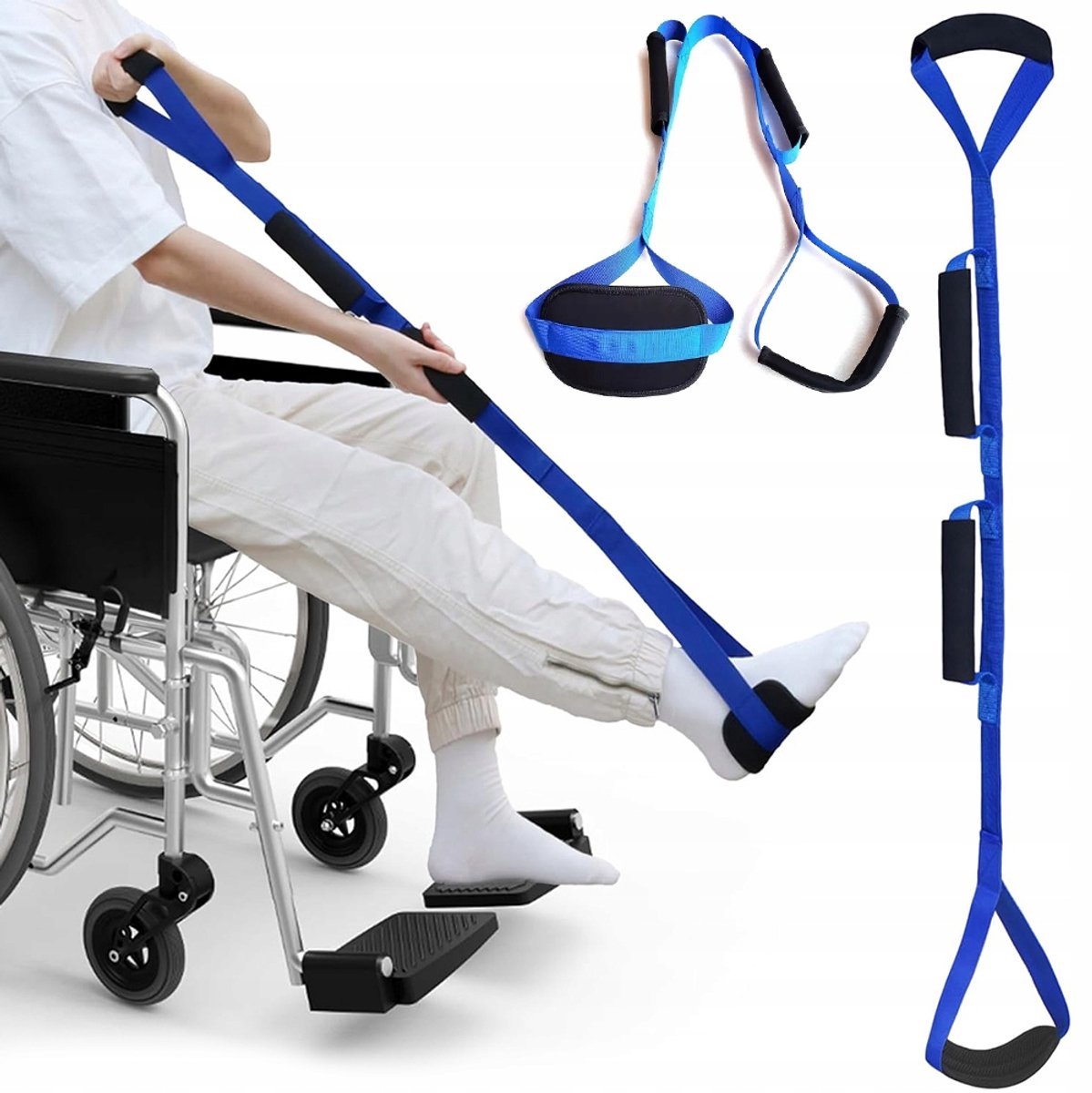 Beenlifter - Beenheftrainer - Beenliftband - 100 cm - Blauw - Mobiliteitshulpmiddel voor het in en uit bed en bad stappen