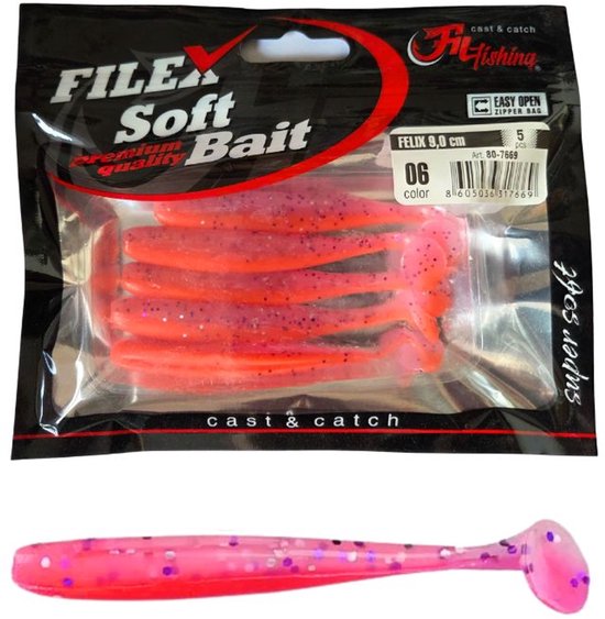 FC's FELIX Softbaits 'Assorti'- 9.0cm - 25 stuks - 5x5 Shads in verschillende kleuren - Shad/Soft Bait - Kunstaas voor Roofvissen - Voordeelpakket van Merkloos — afbeelding 3