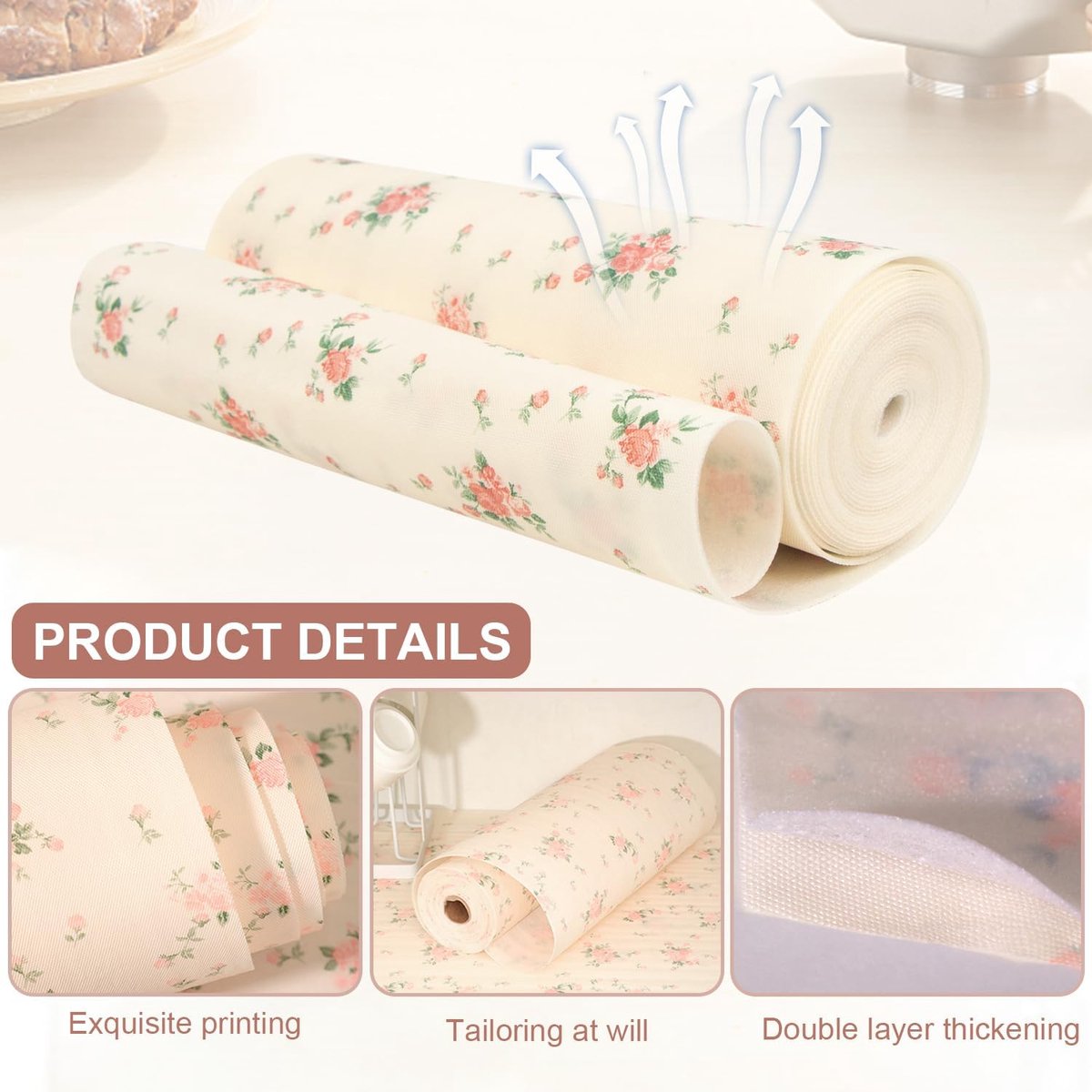 Candala Lademat voor keuken, laden, kastpapier, koelkastmatten, antislipmat, koelkastmatten, antislipmat, keukenkasten, antislip onderlegger, afwasbaar, 30 x 500 cm