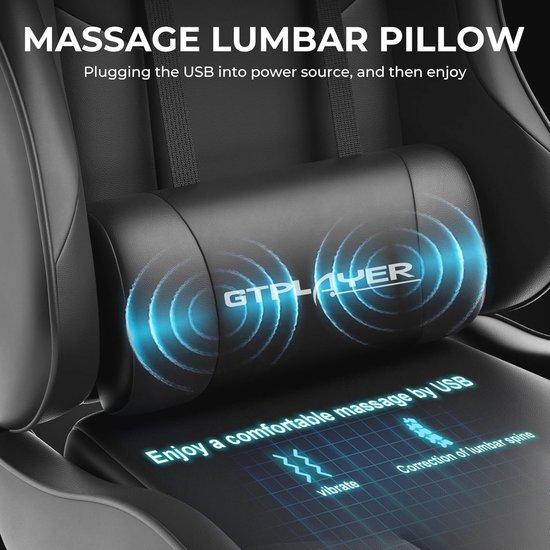 Ergonomische Gamingstoel met Massage en Voetensteun - 150 kg Capaciteit — afbeelding 4