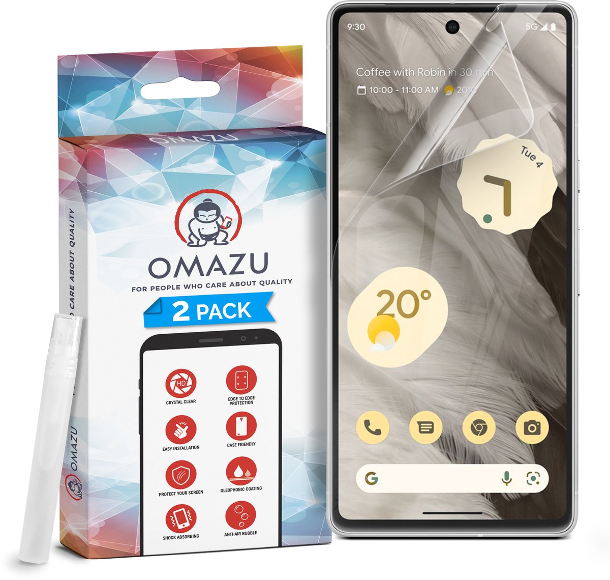 Google Pixel 10 Pro XL, OMAZU 3D Flex TPU Screenprotector, 2 Pack (100% vingerafdruk scanner compatible) met kras herstellende coating, Edge to Edge bescherming, Geen Glazen protector