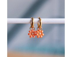 Juvana Oorringen Met Koraal Bloem - Stainless Steel Oorbellen - Goud Minimalistisch 10 mm Diameter