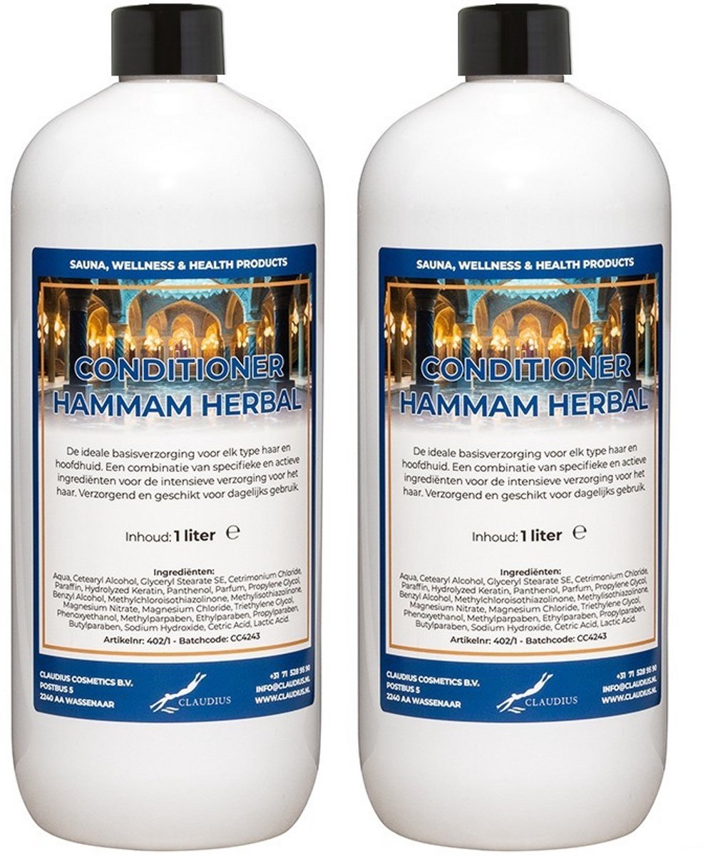 Hairconditioner Hammam Herbal 1 liter met dop - set van 2 stuks