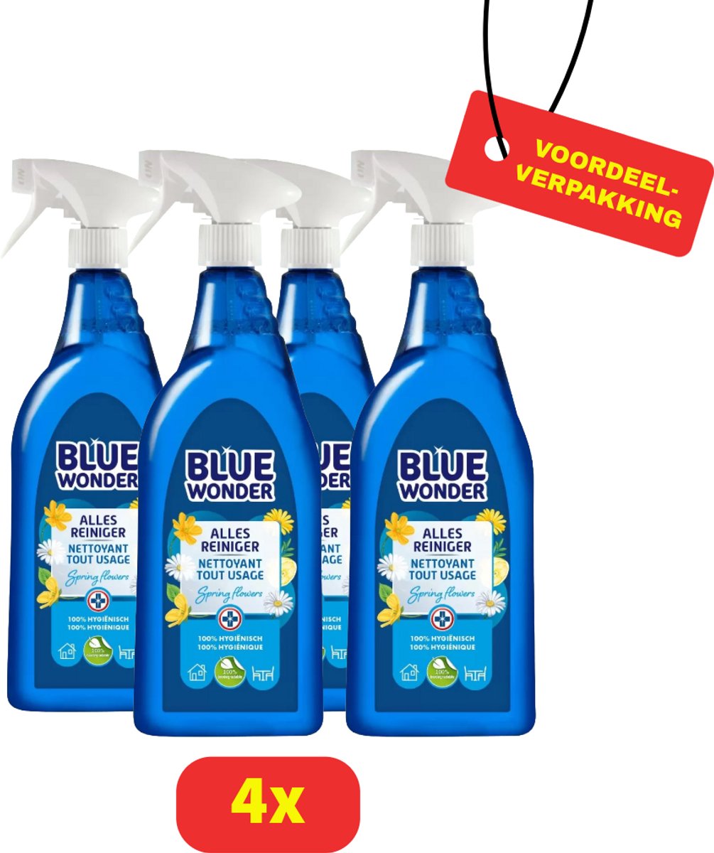 Blue Wonder - Allesreiniger Spray - Tegen Bacteriën & Virussen - 4 x 750ml - Voordeelverpakking