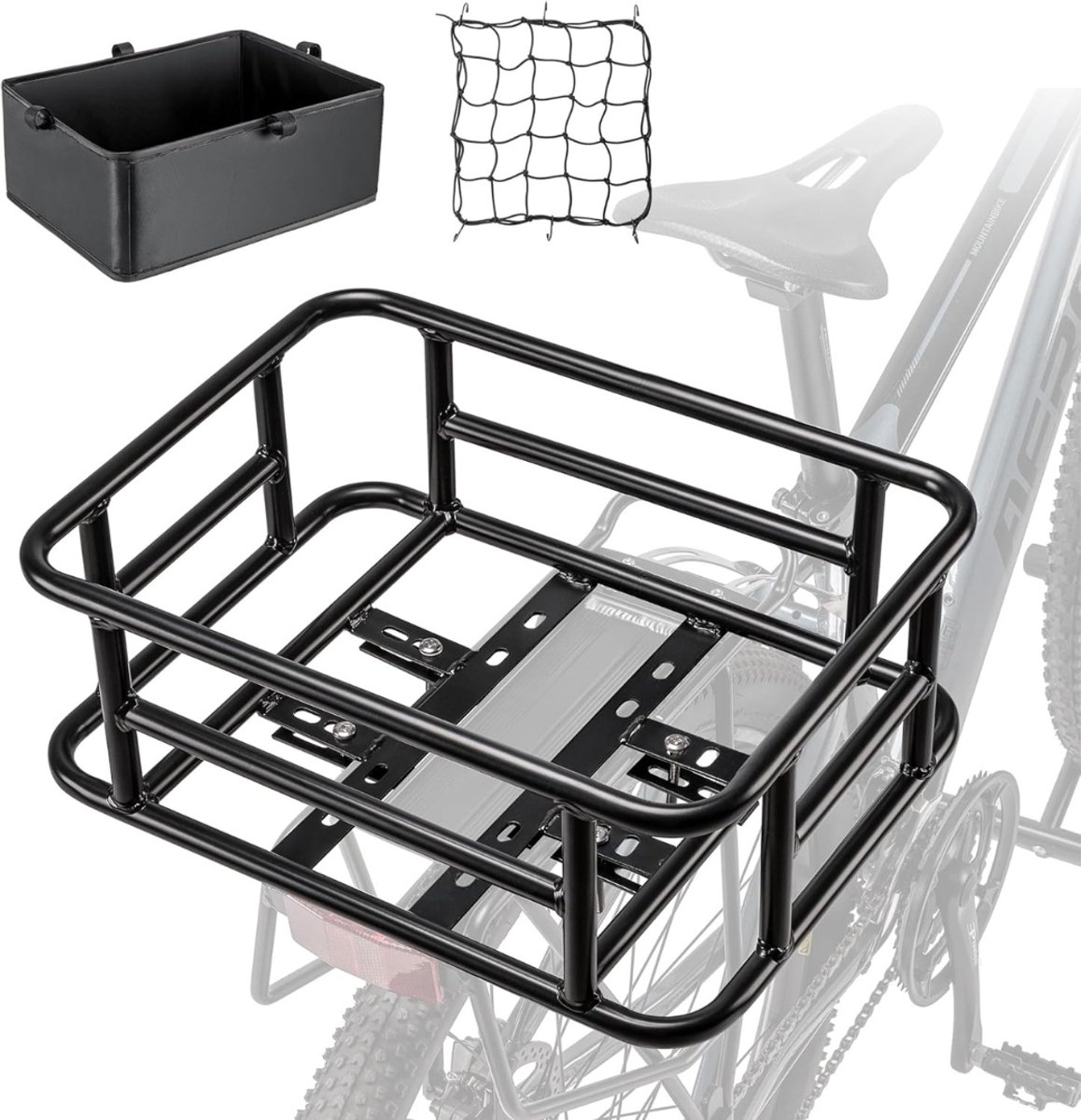 White-Label® Fietskrat - Fietsmand -Zwart