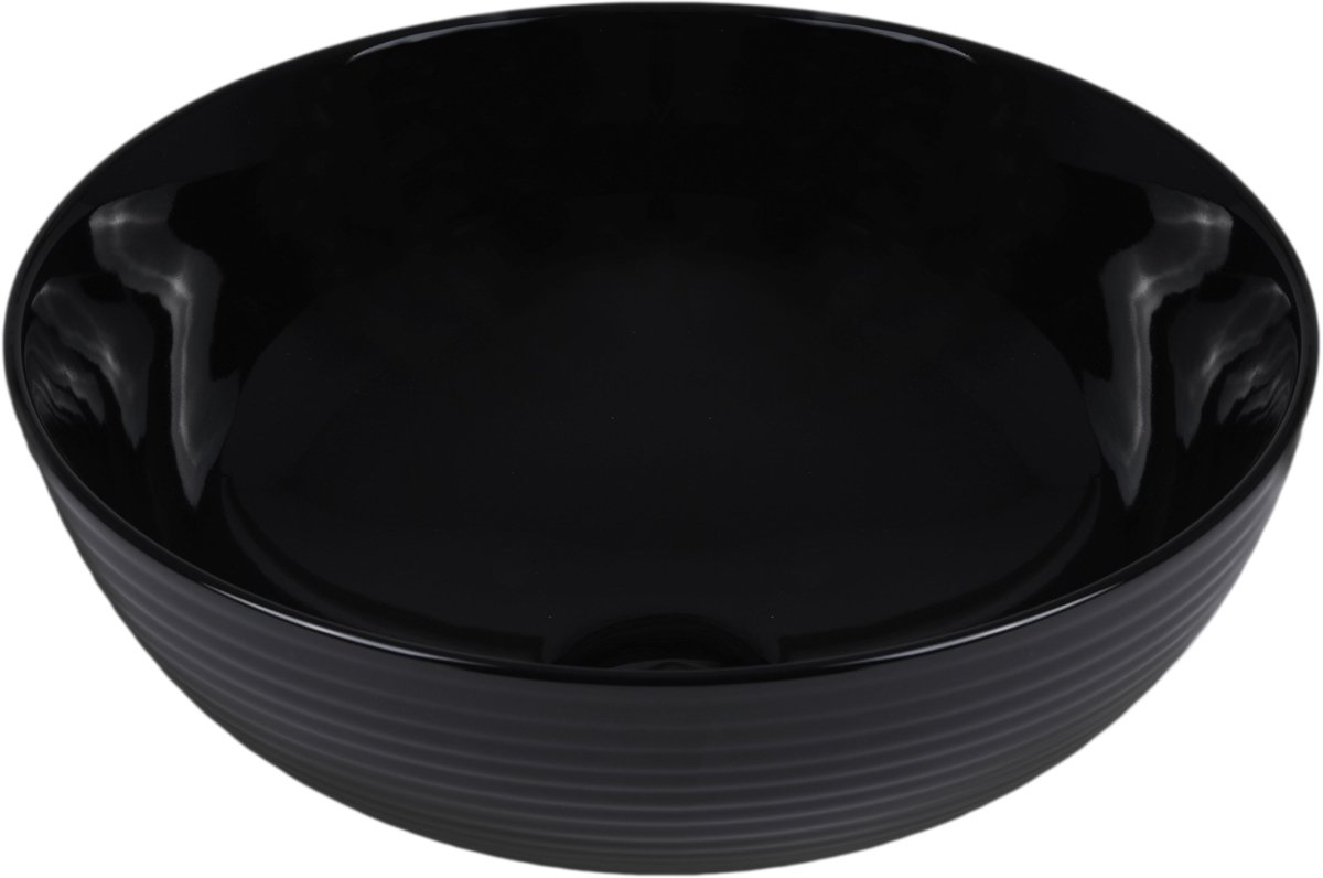 Keramische waskom rond zwart 38,5x38,5x14 cm opbouw Cleo