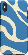 Casetastic hoesje geschikt voor Apple iPhone XS Max - Dubbellaagse bescherming - Lichtblauwe water vlekken - Fashion Case - Lavendel Crème Lichtblauw