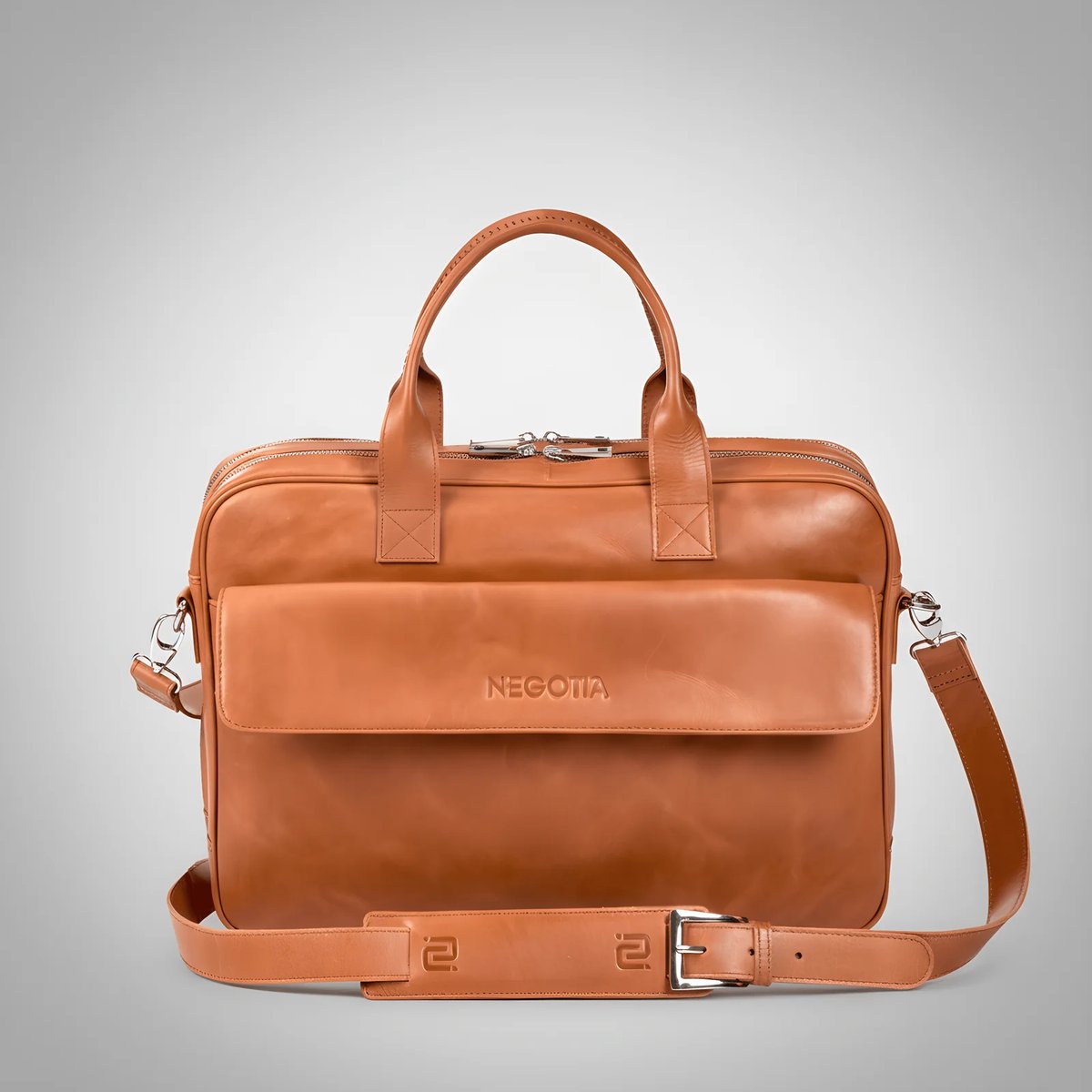 NEGOTIA Alpha - Laptoptas 15 6 inch - Laptoptas Leer - Aktetas - Werktas - Messenger Bag - Schoudertas Heren/Dames - Luxe Top-Grain Leer - Bruin