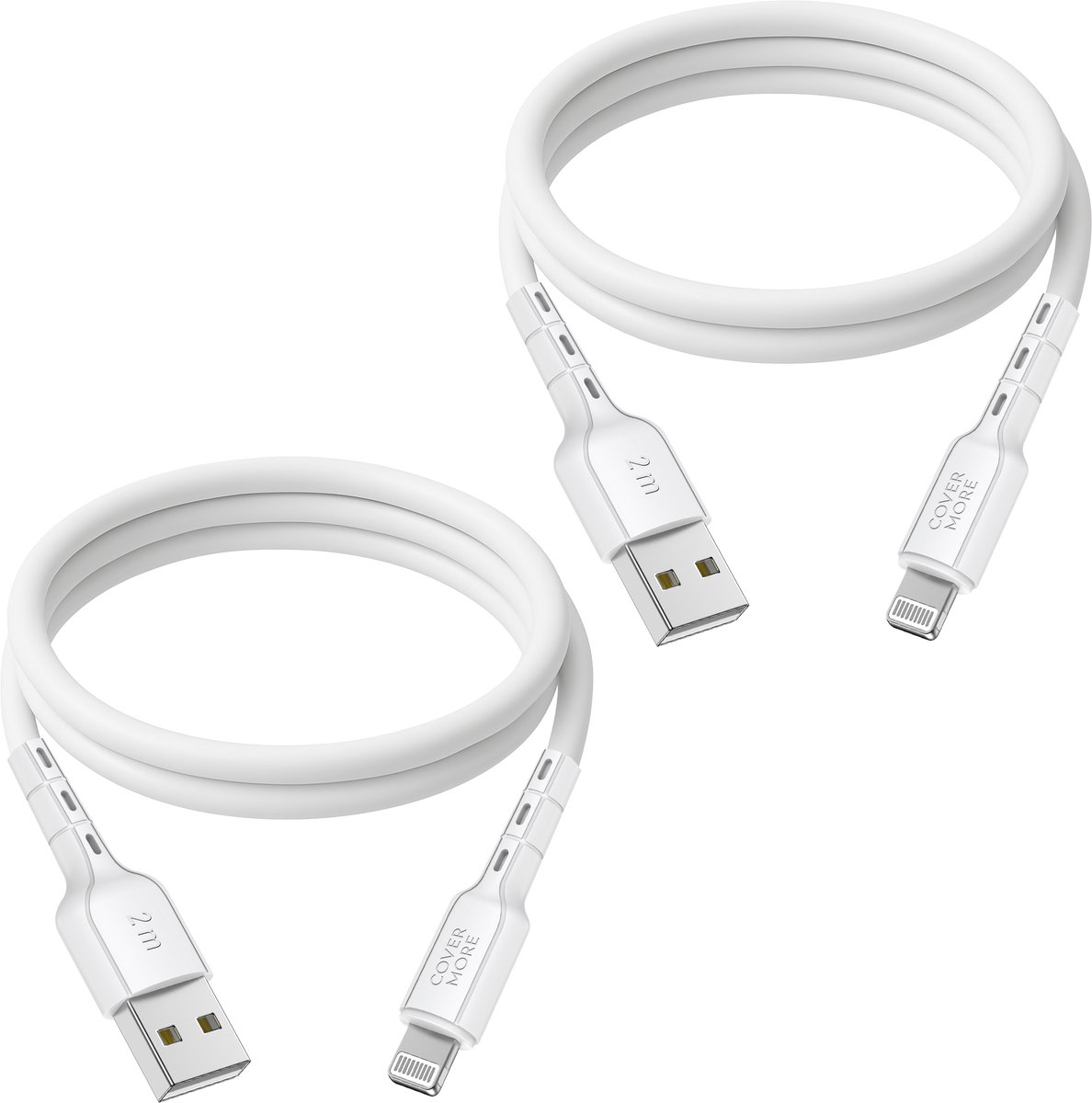 2x usb naar geschikt voor Lightning kabel - 2m - Veilig opladen - Flexibel - Wit
