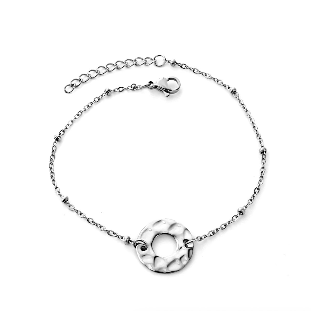 Planet Pink - Armband hammered orbit zilver - Stainless Steel - Roestvrij Staal rvs - Waterproof