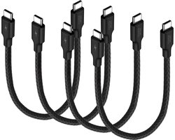 Voordeelbundel usb C kabels - Usb C naar usb C - 30cm - Kort - 4 stuks - Zwart