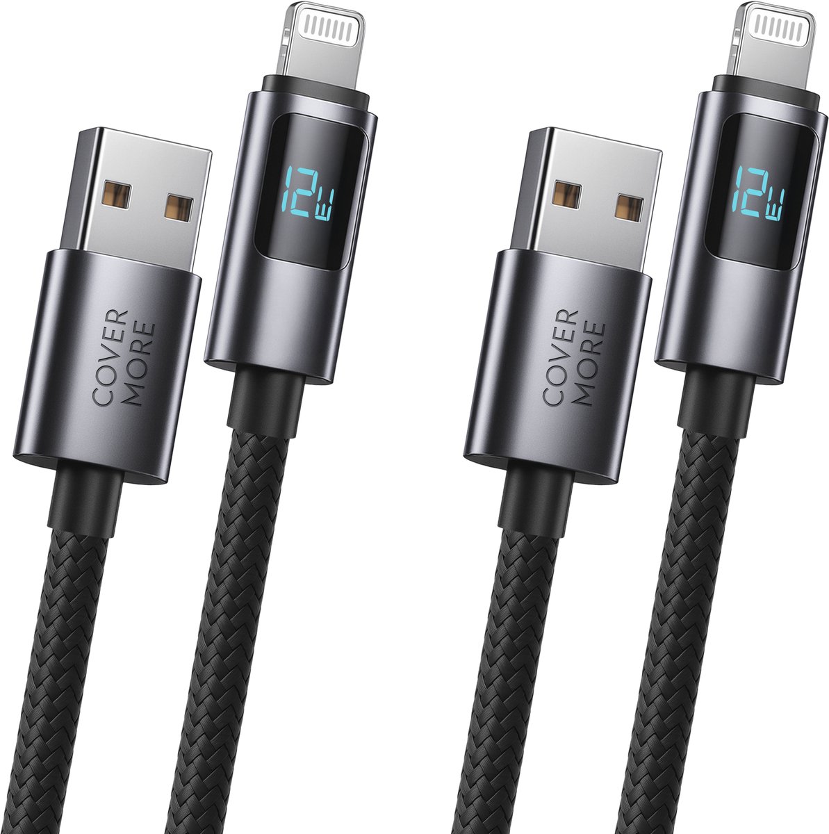 Usb naar Lightning kabel - Snellader - Premium - Lange levensduur - Stevig - Onverwoestbaar - Veilig - Gecertificeerd - 2 stuks - 1m - Zwart
