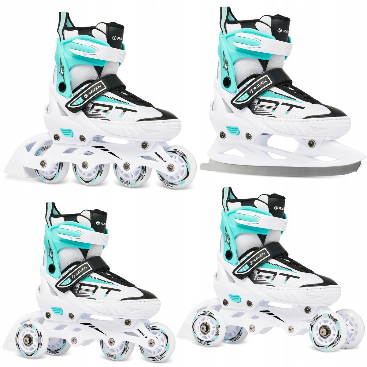 RAVEN Profession 4-in-1 Skates Wit/Mint Maat 31-35