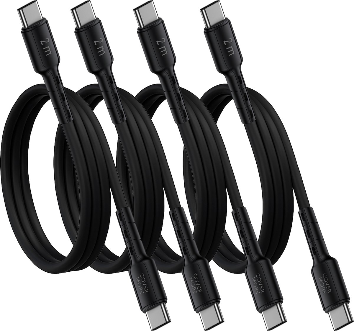 Usb C naar usb C kabel 2 meter - 4 stuks - Oplaadkabels - Snellaad en data kabel - Zwart