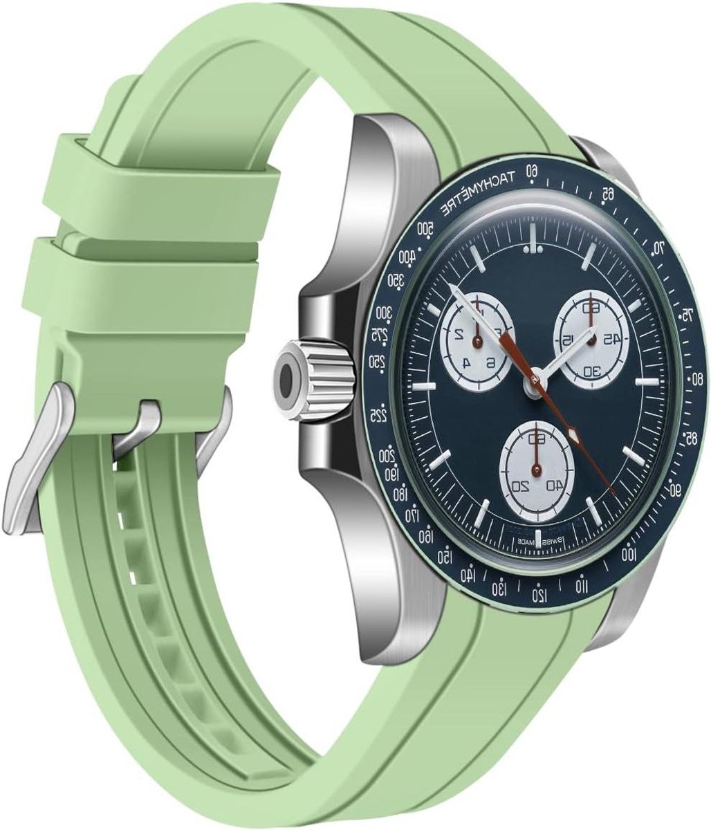 Siliconen horlogeband - Zachte rubberen sportreservebandjes - Universeel - Verschillende kleuren - 20 mm en 22 mm - Voor Moonswatch - Mannen en vrouwen - Gebogen uiteinden