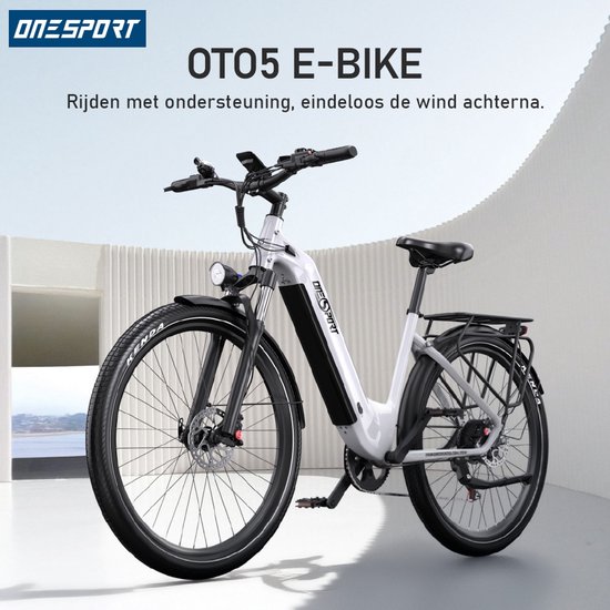 ONESPORT OT05 Elektrische Stadsfiets - Uitneembare 655Wh Accu - Tot 110 km Bereik - 27,5" - Shimano 7-Speed - Hydraulische Remmen - Wit van ONESPORT — afbeelding 5