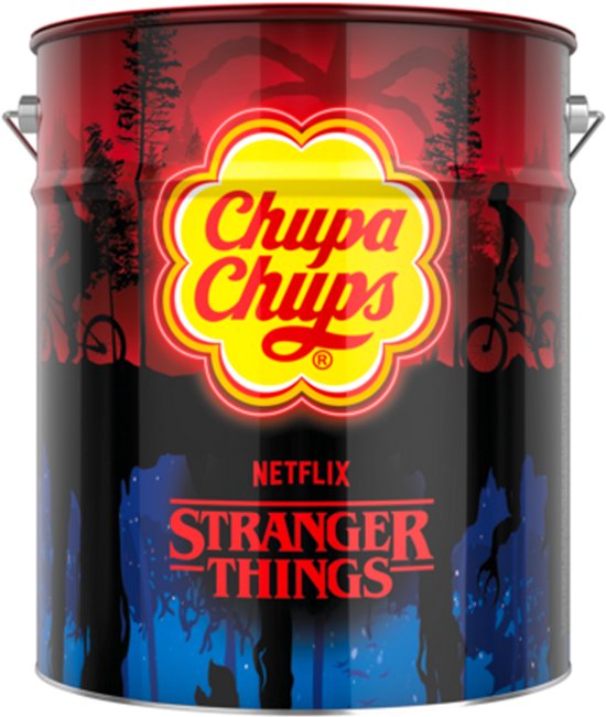 Boîte de Chupa Chups Stranger Thins - Snoep - Fraise, Pomme, Ananas, Framboise, Cola, Crème de Fraise et Vanille - 1 x 120 pièces