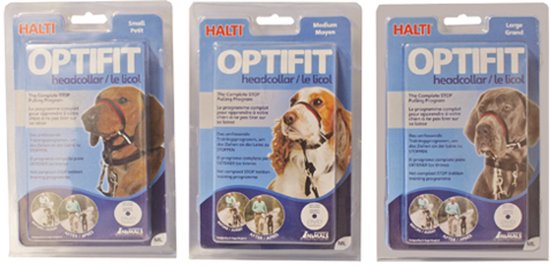 Halti Optifit Halter and Training Lead, Combination Pack, Stop Pulling Dogs when Walking with Halti, Medium Optifit Collar and Double Strap, Black, Medium Collar (14324W