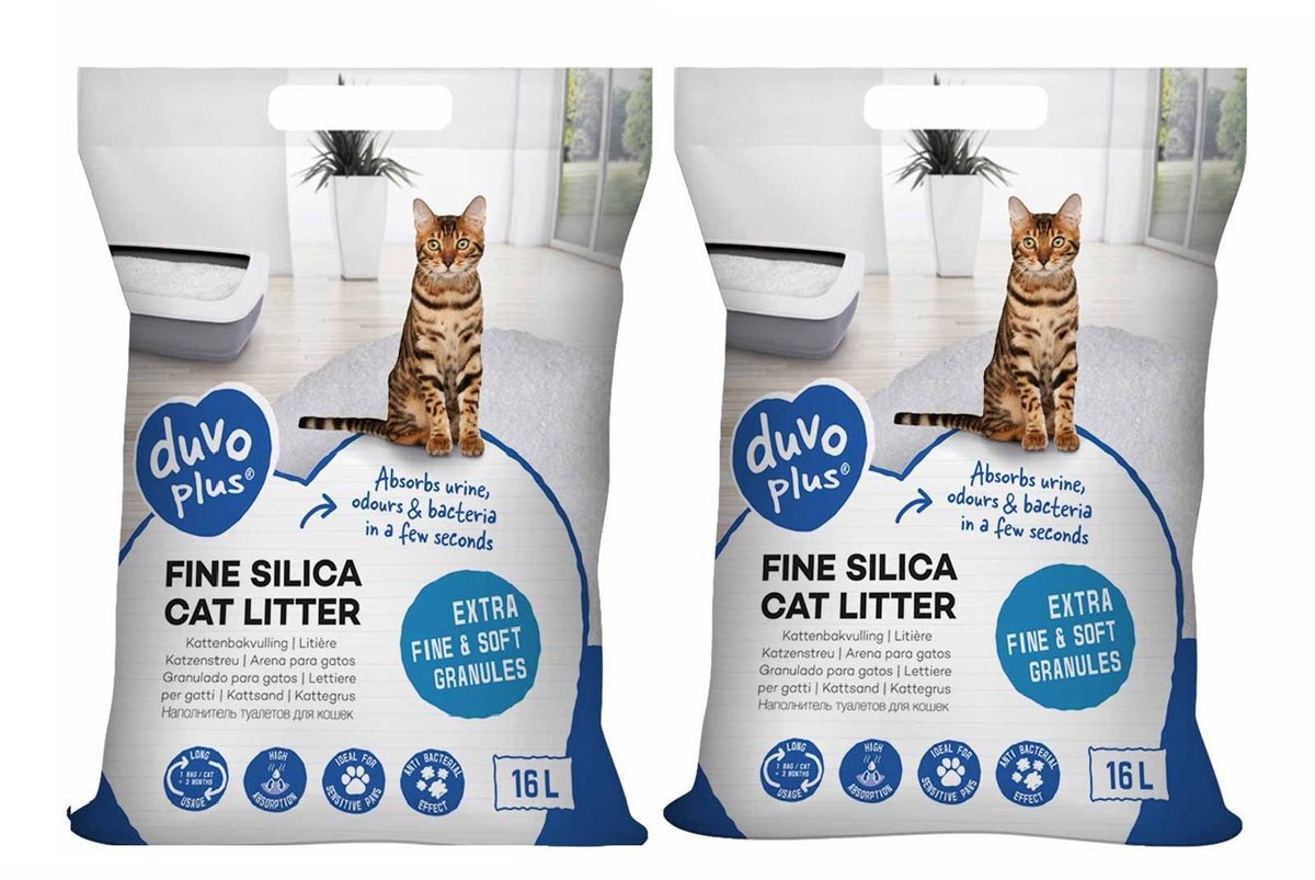 kattenbakvulling - Silica - Premium fijne Silica - wit 2 x 16 l