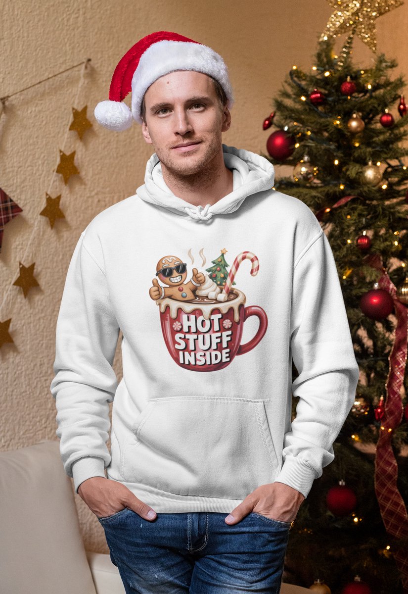 Hot Stuff Inside - Kersttrui - Kerst Trui Wit - Grappig Kersttrui - Maat L - Limited Edition