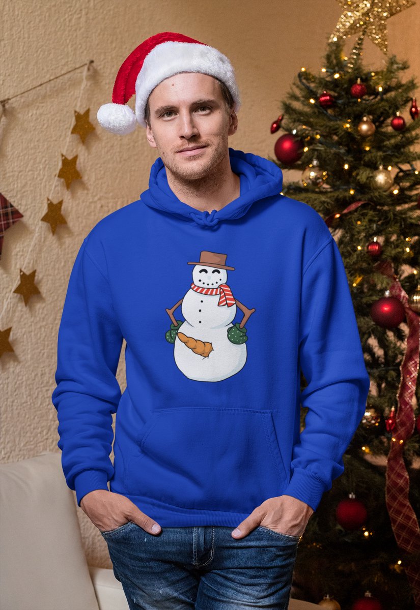Cheeky Snowman - Kersttrui - Kerst Trui Blauw - Grappig Kersttrui - Maat M - Limited Edition