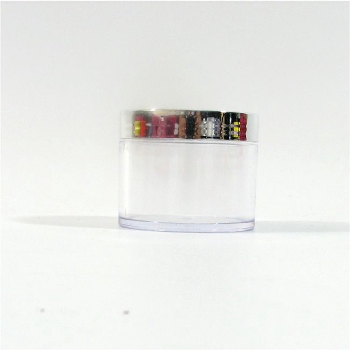 Transparante plastic pot van 70 ml met chromen dop - Kosmetica