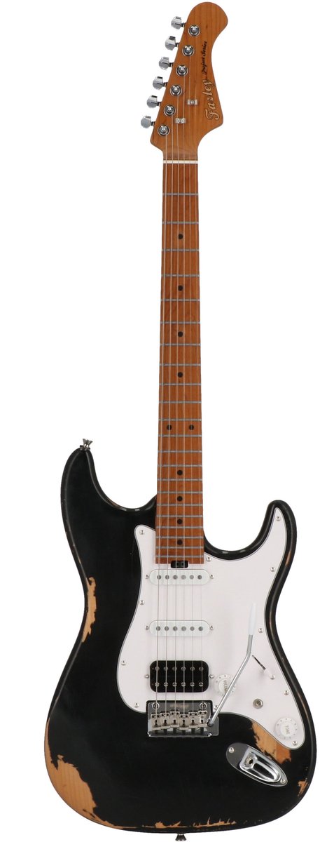 Fazley Project P2 Flashback S Black Limited Edition elektrische gitaar met deluxe gigbag