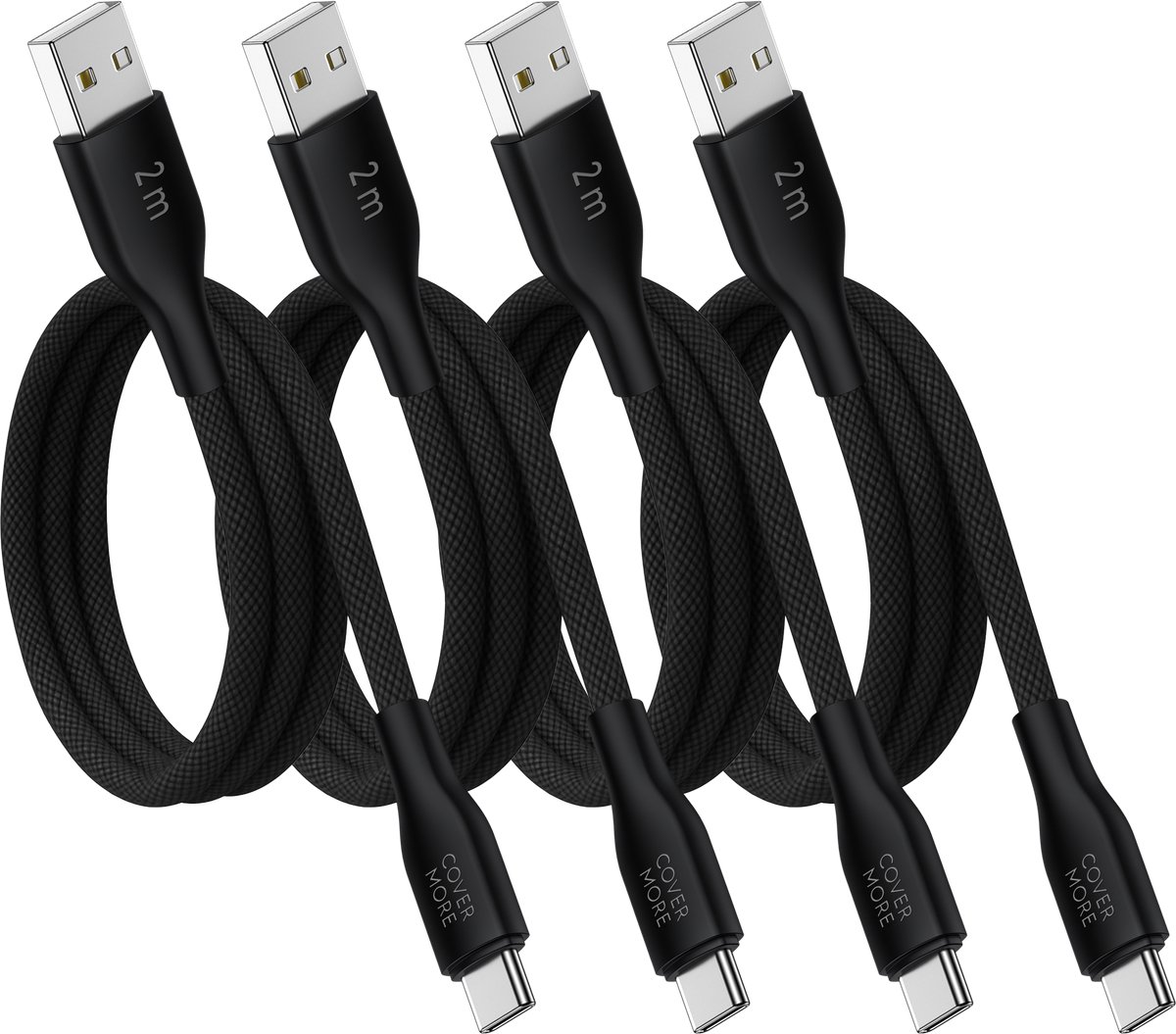 Oplader kabel geschikt voor Samsung galaxy telefoon en tablet - Usb naar usb C - Oplaadkabel - 4 stuks - 2 meter - Lang