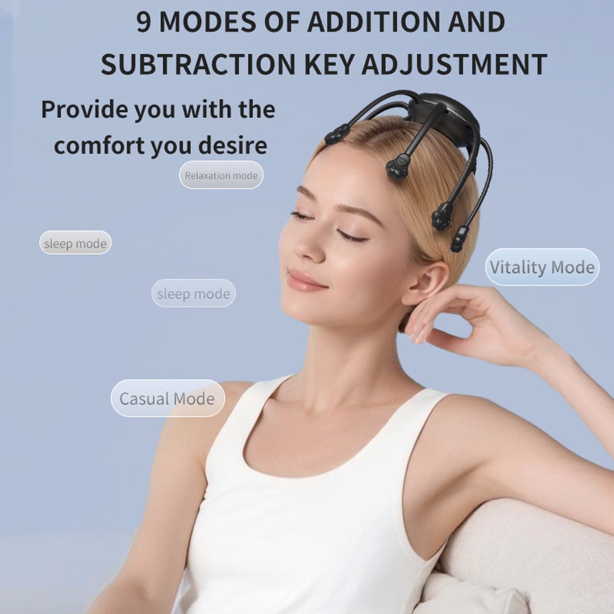 Black Cute Cat Paw Style Head Massager with Three Adjustable Settings, USB Rechargeable Built-in Lithium Battery Scalp Massager Elektrisch Hoofdhuid Massage Borstels