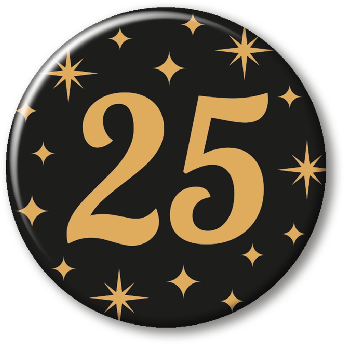 Q2P - 25 Jaar Rozet - Verjaardag Versiering - Zwart & Goud - Feest - Buttons - Rosette