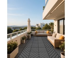 Kunststof in elkaar grijpende terrastegels - 44 stuks terrastegels - 30 x 30 cm vierkant waterdicht voor gebruik buitenshuis bij alle weersomstandigheden - Terrastegels voor buiten en binnen voor het terras bij het zwembad - balkon of achtertuin - do