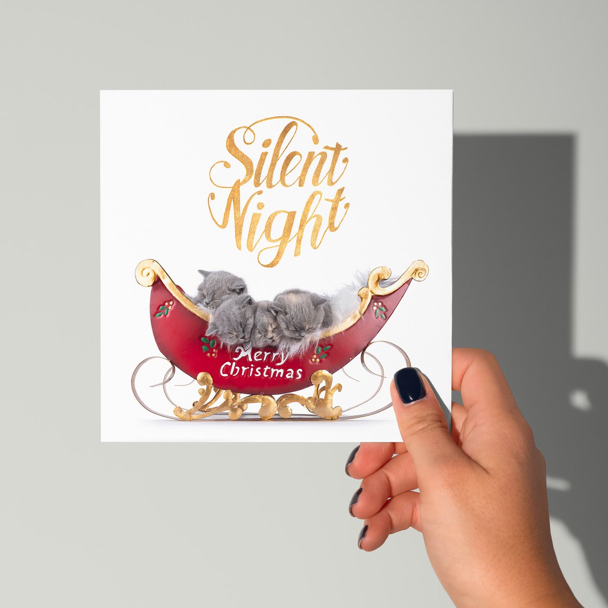 Cat'chy CARDS - wenskaarten - KERST - kat - vierkant