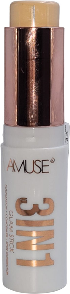 Amuse - 3IN1 Glam Stick - 02 Cool Beige - Foundation - Concealer - Spot Corrector - 10 g