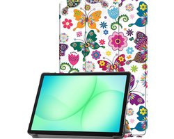 Hoesje Geschikt voor Samsung Galaxy Tab A11 Plus / A9 Plus - Dun & Stevig - Trifold Bookcase - Hard Cover - Hardcover Book Case - Tablet Hoes - Vlinders