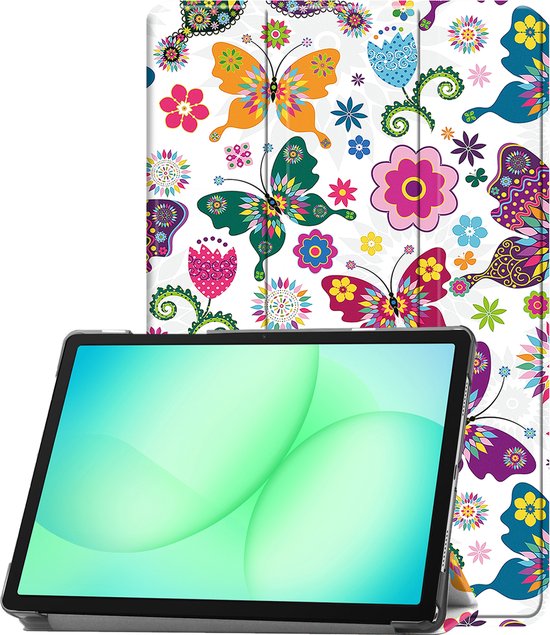 Samsung Galaxy Tab A11 Plus / A9 Plus Bookcase Hoes Vlinder Design Hard Cover Dun Stevig Trifold Tablethoes