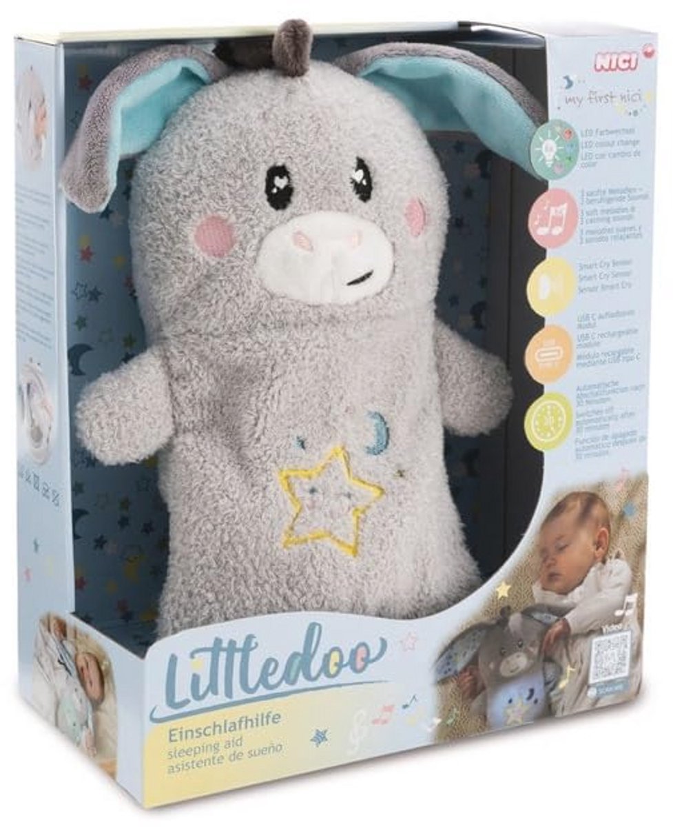 Multifunctionele Baby Slaapknuffel 25 cm Grijs Pluche in Cadeaubox