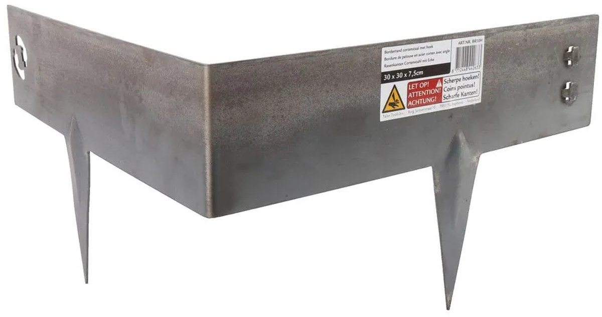 Talen Tools - Hoekborderrand - Cortenstaal - Koppelbaar - 30 x 30 x 7.5 cm