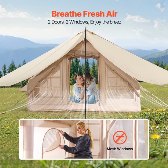 CINK Outdoor AirTent 300D - Opblaasbare Kampeertent 3-5 Personen - 65 sq.ft - 300D Oxford - Waterdicht PU3000 - Incl. Pomp & Luifel - Snel Opzetten (10 min) van Merkloos — afbeelding 2